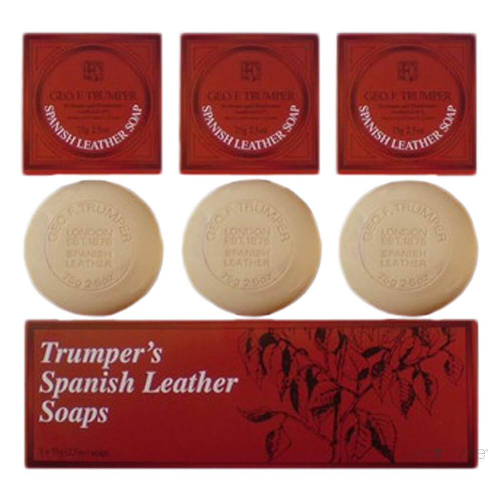 Se Geo F Trumper Håndsæbe, Spanish Leather, 3 x 75 gr. hos Proshave